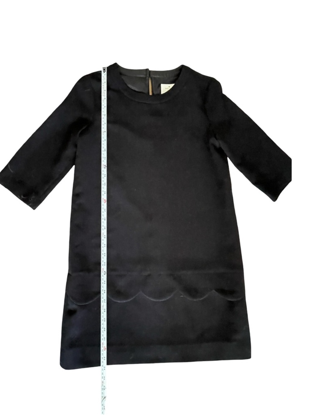 Kate Spade Black Scallop Hem Shift Dress 3/4 Sleeve LBD Minimalist Size 4 - Picture 13 of 13